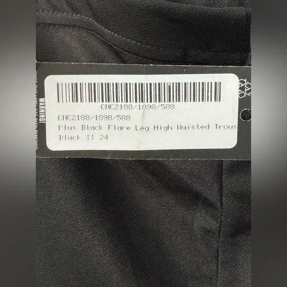 Pretty Little Thing: Plus Black Flare Leg High Waisted Trouser - Picture 7 of 14